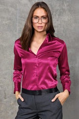 Wild Aster Haven Fitted Satin Shirt
