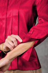 Rose Red Regent Pleated Satin French Cuff
