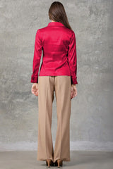 Rose Red Regent Pleated Satin French Cuff