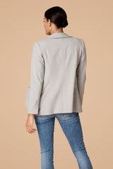 Grey Mini Check Shawl Collared Boyfriend Blazer