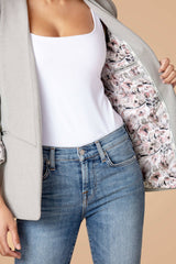 Grey Mini Check Shawl Collared Boyfriend Blazer
