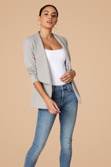 Grey Mini Check Shawl Collared Boyfriend Blazer