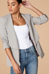 Grey Mini Check Shawl Collared Boyfriend Blazer