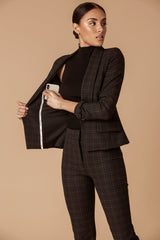 tan plaid blazer classic