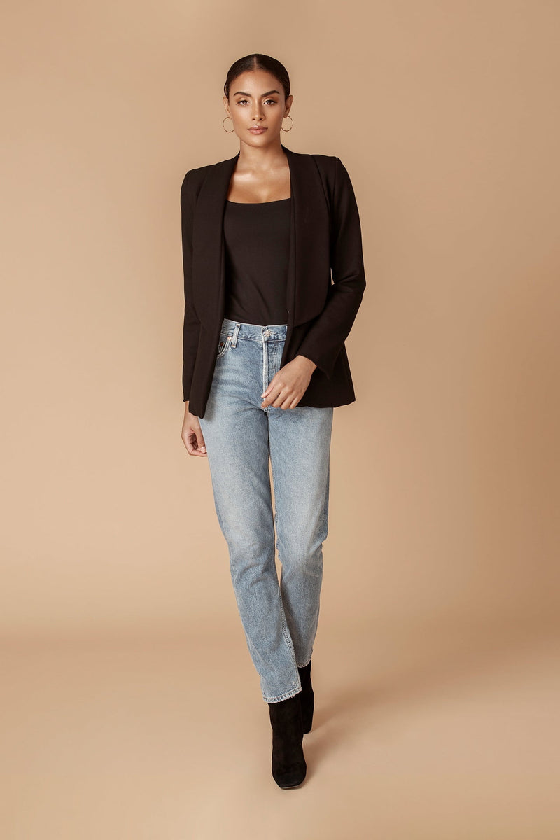 Black Shawl Collared Boyfriend Blazer