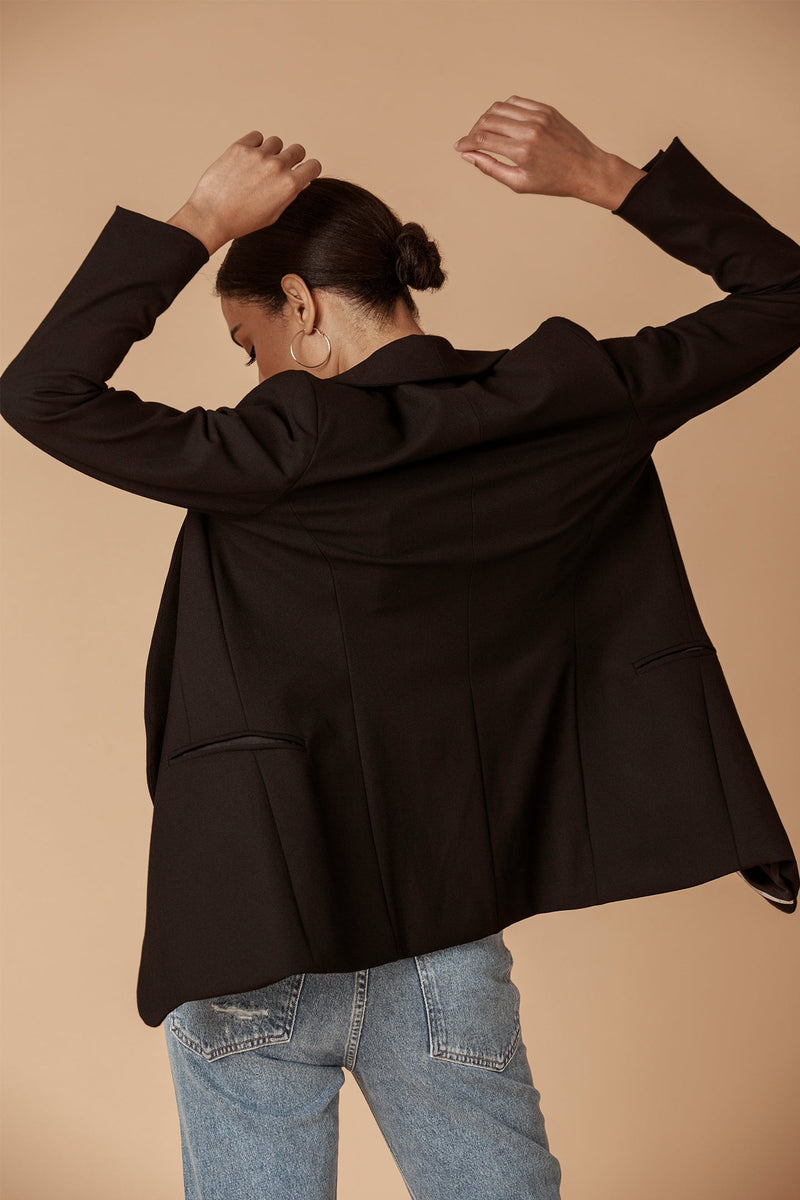 Black Shawl Collared Boyfriend Blazer