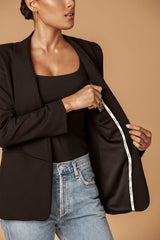Black Shawl Collared Boyfriend Blazer