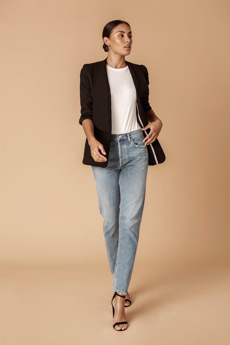 Black Shawl Collared Boyfriend Blazer
