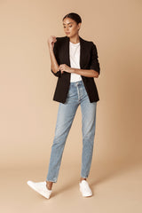 Black Shawl Collared Boyfriend Blazer