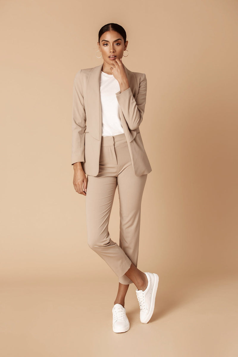 Camel Shawl Collared Boyfriend Blazer