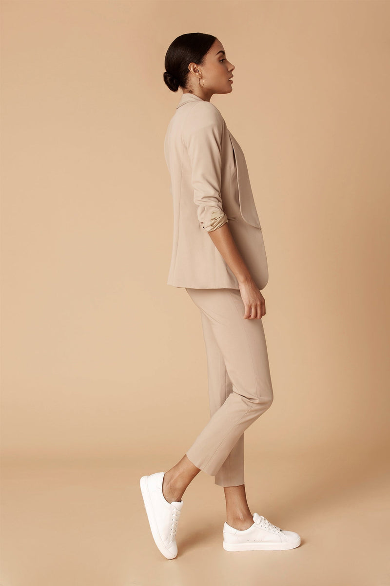 Camel Shawl Collared Boyfriend Blazer