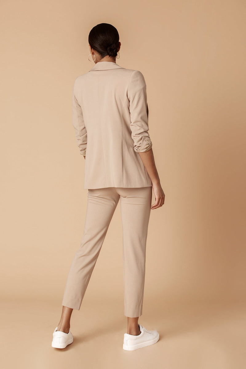 Camel Shawl Collared Boyfriend Blazer