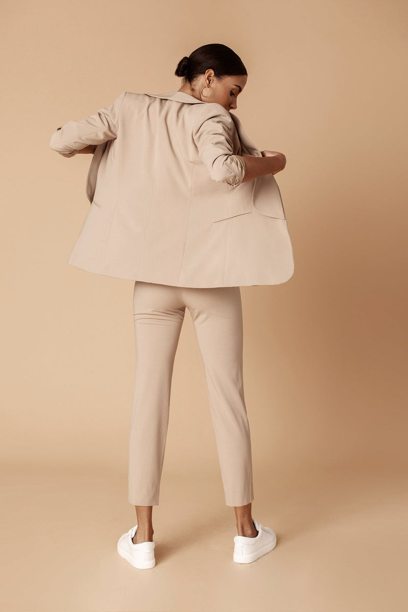 Camel Shawl Collared Boyfriend Blazer