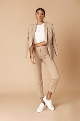 Camel Shawl Collared Boyfriend Blazer