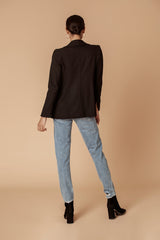 Black Shawl Collared Boyfriend Blazer