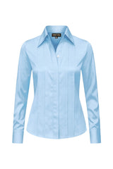 Sterling Blue Regent Pleated Satin French Cuff Shirt