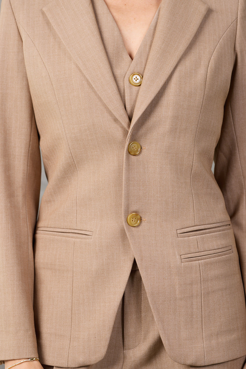 The Estate Camel Pinstripe Blazer