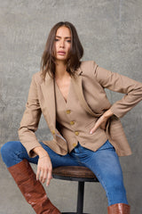 The Estate Camel Pinstripe Blazer