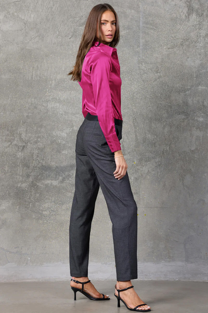 Wild Aster Haven Fitted Satin Shirt