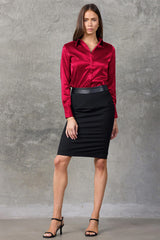 Rose Red Haven Fitted Satin Shirt