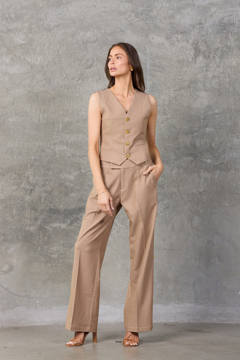 The Edit Camel Wide Leg Pants