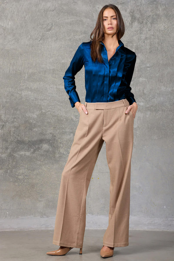 Blue Quartz Regent Pleated Satin French Cuff Shirt