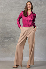 Wild Aster Regent Pleated Satin French Cuff Shirt