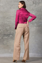 Wild Aster Regent Pleated Satin French Cuff Shirt