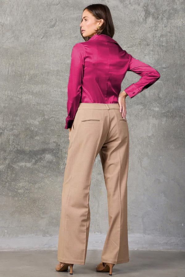 Wild Aster Regent Pleated Satin French Cuff Shirt