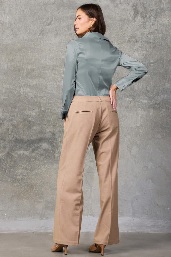 Sterling Blue Regent Pleated Satin French Cuff Shirt