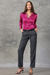 Wild Aster Haven Fitted Satin Shirt