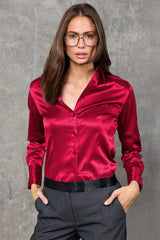 Rose Red Haven Fitted Satin Shirt