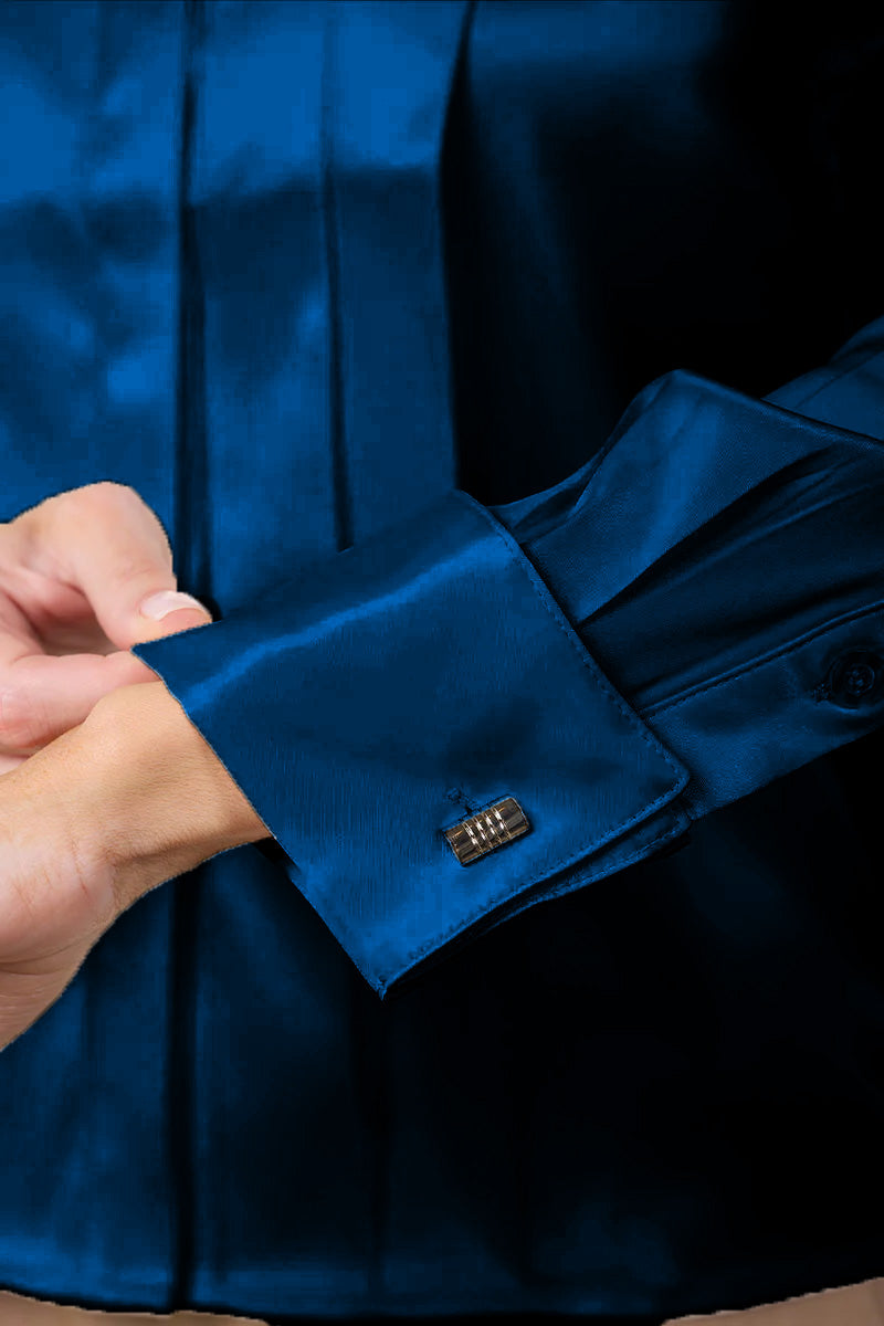 Blue Quartz Regent Pleated Satin French Cuff Shirt