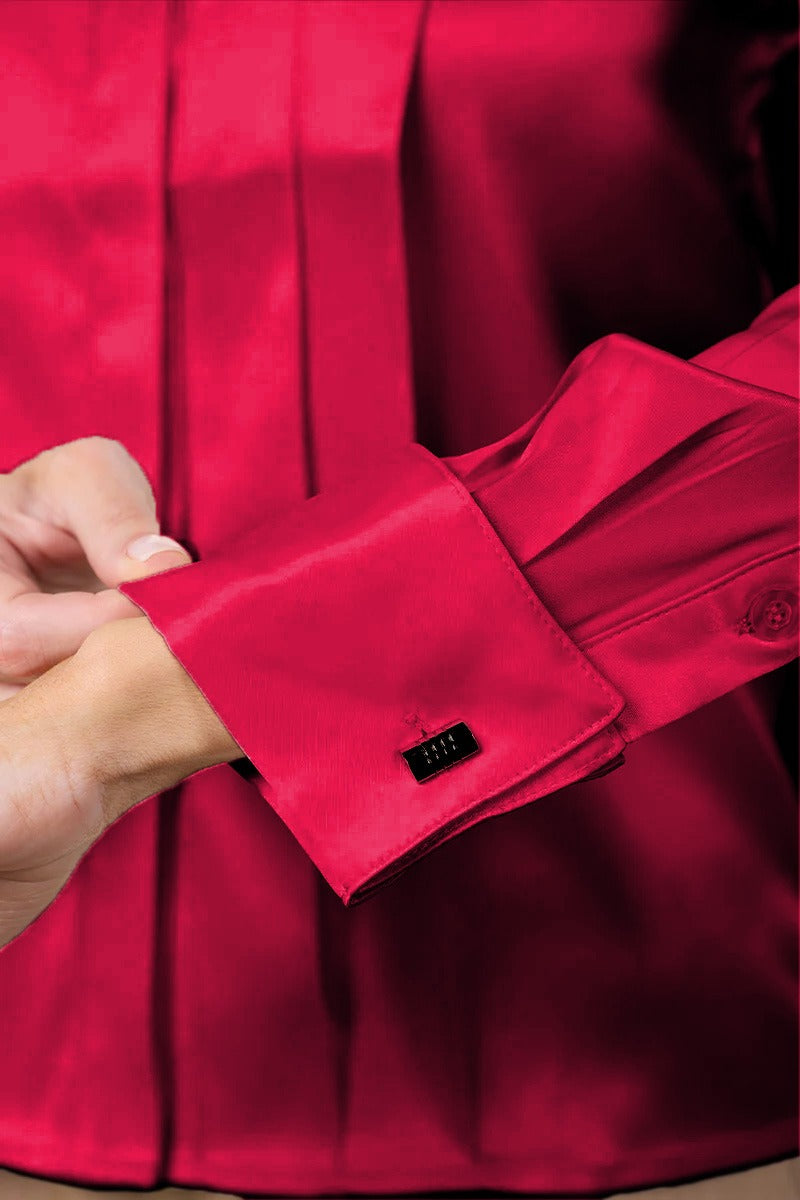 Rose Red Regent Pleated Satin French Cuff