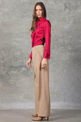Rose Red Regent Pleated Satin French Cuff