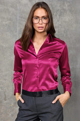 Wild Aster Haven Fitted Satin Shirt