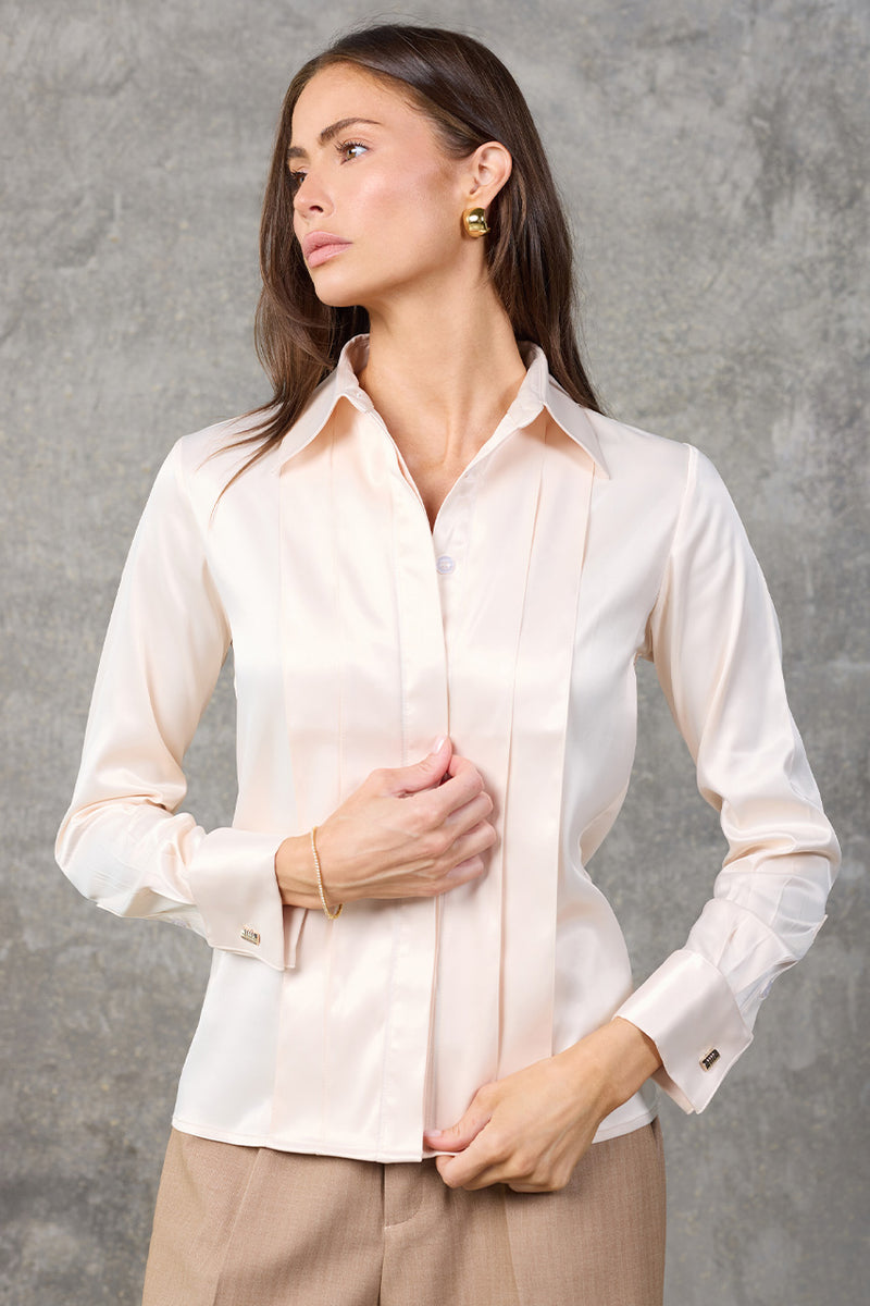 Regent Pleated Satin French Cuff Shirt