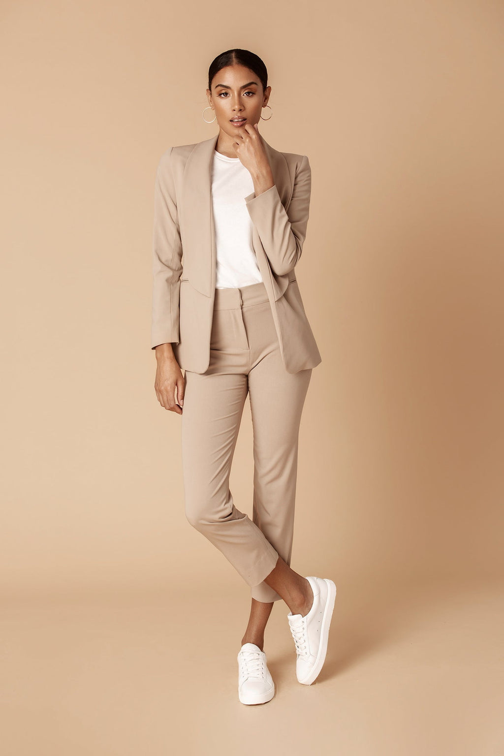 Shawl Collared Boyfriend Blazer in Camel